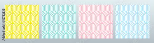 Background pattern seamless circle line abstract colorful pastel colors. Summer background design set. Knitted fabric texture, lace, knitted patterns. Wrapping paper design.