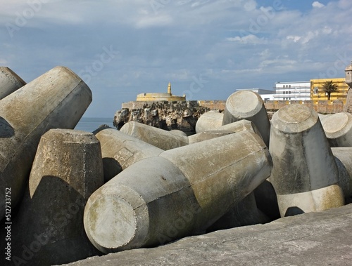 Massive concrete breakwaters as coastal protection in Peniche, Centro - Portugal © insideportugal