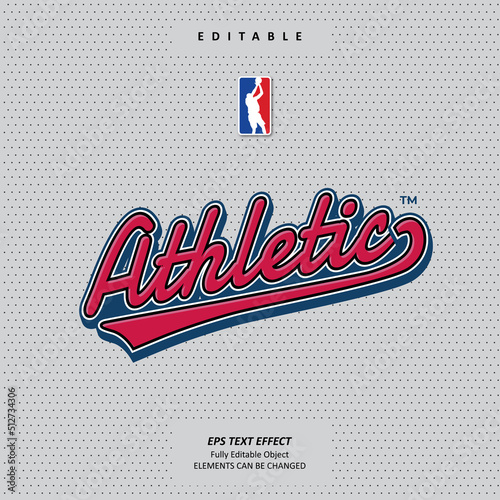editable text effect premium vector design of red-blue lettering style front logo emblem sport, team, club costume, name. suitable for basketball jerseys, t-shirt custom printing