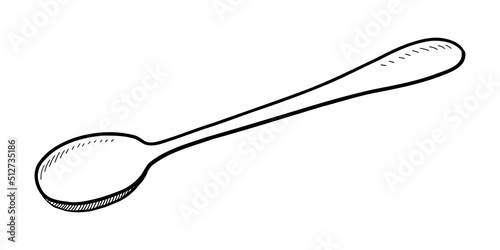 VECTOR ILLUSTRATION OF A DESSERT SPOON ISOLATED ON A WHITE BACKGROUND. DOODLE DRAWING BY HAND
