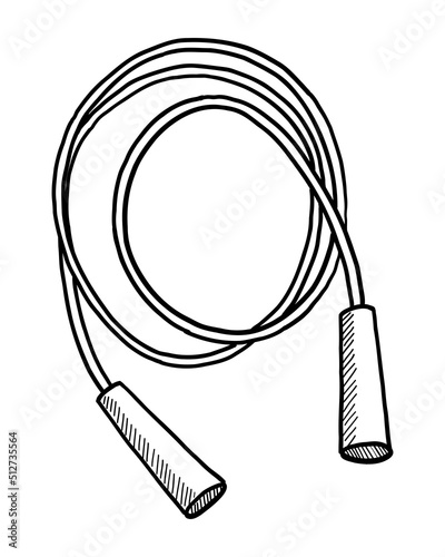 VECTOR ILLUSTRATION OF A SKIPPING ROPE ISOLATED ON A WHITE BACKGROUND. DOODLE DRAWING BY HAND