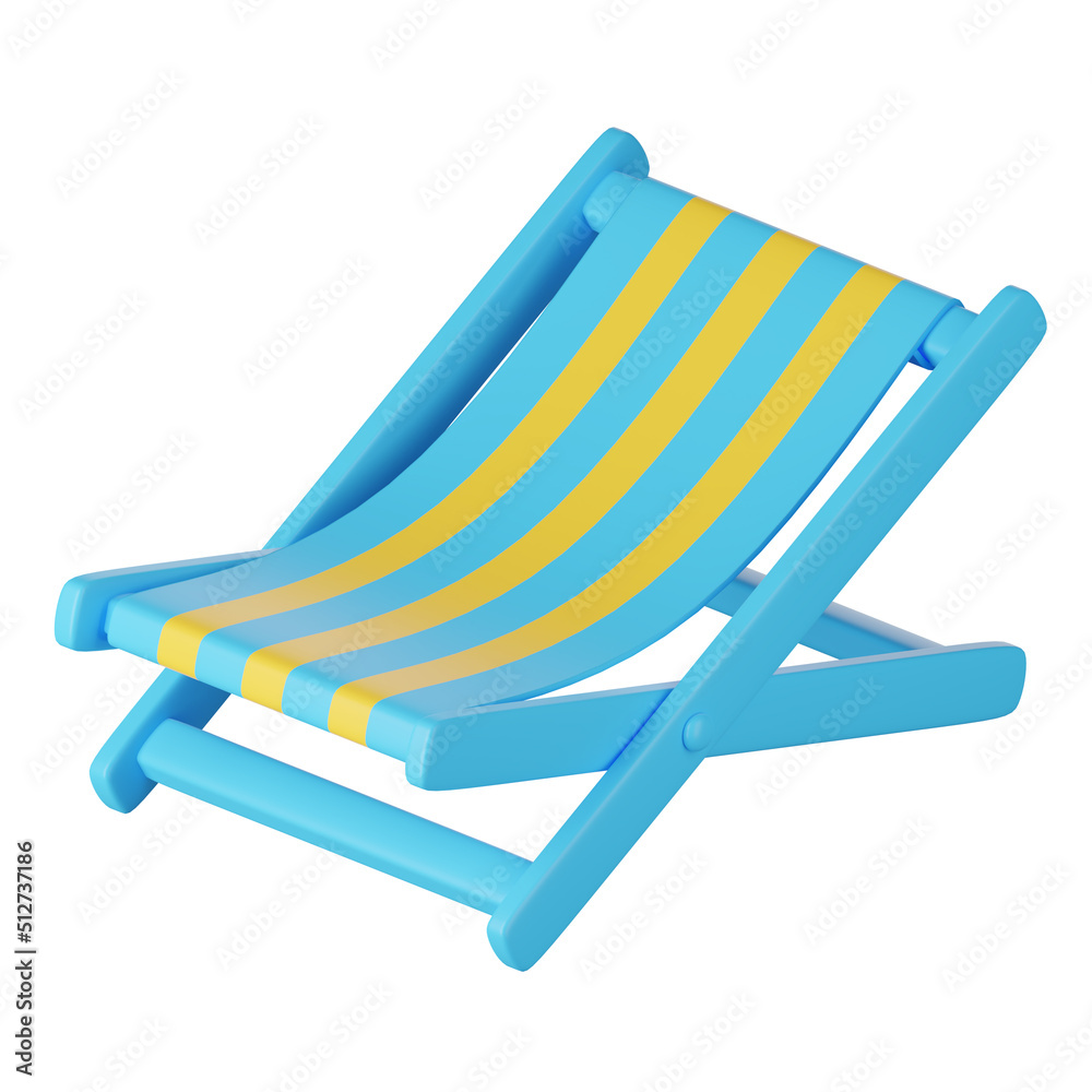 3D render of beach chair isolated on white. Clipping path.