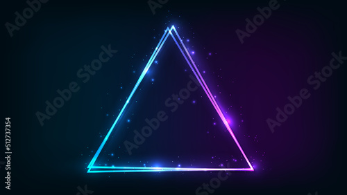 Fotografia Neon double triangular frame with shining effects