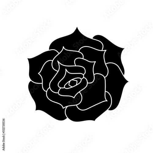 Succulent echeveria in simple style, vector illustration. Desert flower for print and design. Silhouette mexican plant, graphic isolated element on a white background. Houseplant for decor interior