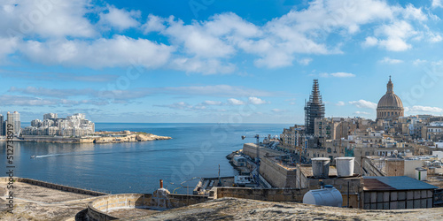 Panoramic view of Valletta harbor with Valletta old town and Sliema, Valletta, Malta. photo