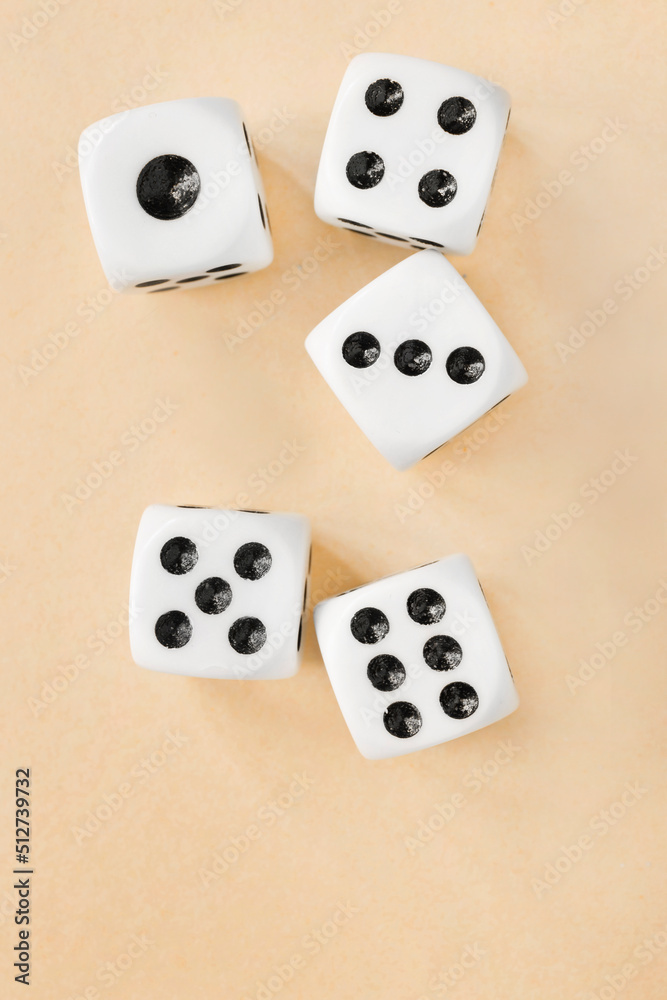 Dice on yellow background Dice on yellow background