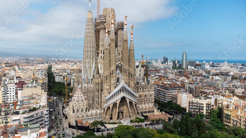 Sagrada Familia - Gaudi - Aerial shot from a drone