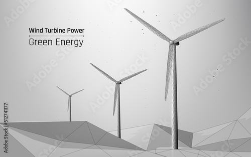 Air Wind Turbine Power station against the blue background . alternative energy. wind turbines. Ecological energy composition