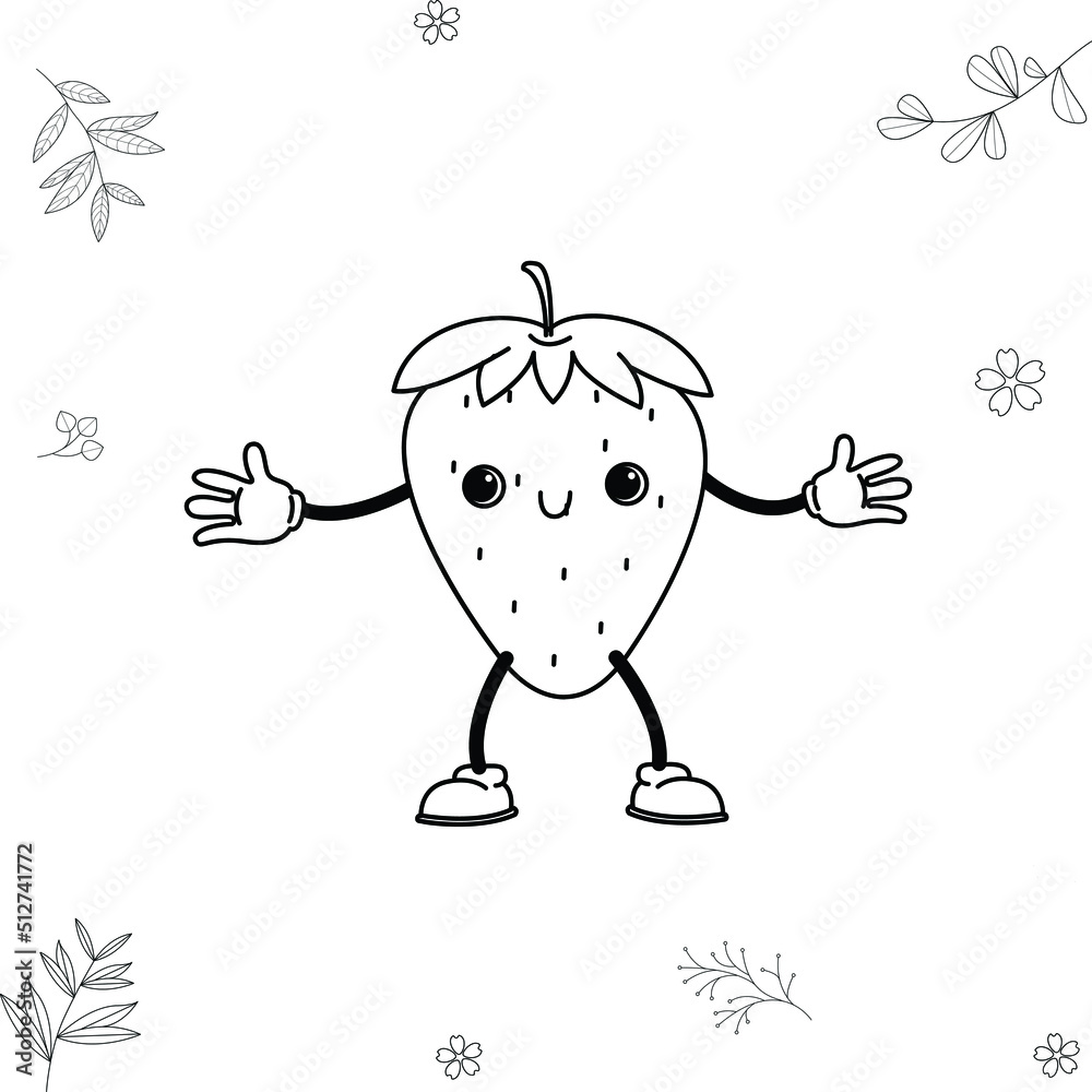 character srawberi fruit doodle character srawberi fruit doodle