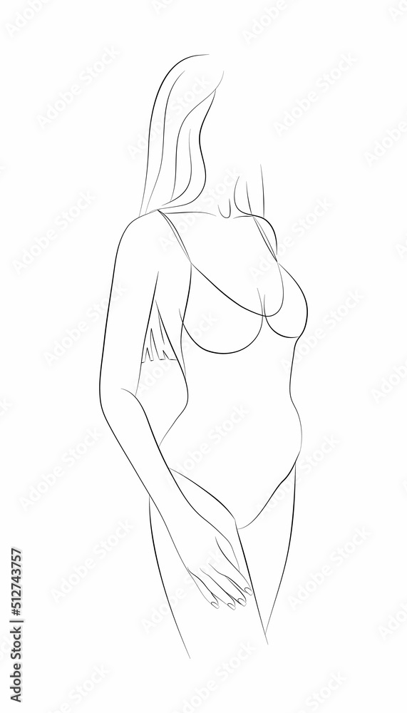 Vector illustration of a young woman in a one-piece swimsuit Vector illustration of a young woman in a one-piece swimsuit