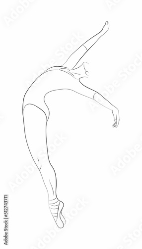 Vector illustration of a dancing ballerina with floral ornament and abstracts on the background