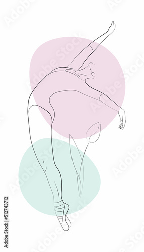 Vector illustration of a dancing ballerina with floral ornament and abstracts on the background