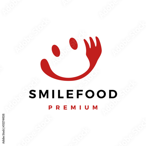 Happy face smile food fork logo vector icon illustration