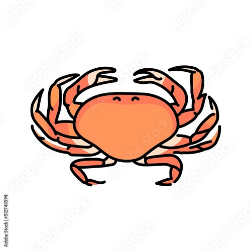 Crab color line illustration. Ocean fishes