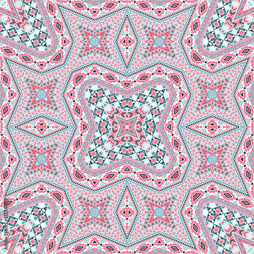 Aztec endless ornament vector design. Boho geometric texture. Textile print in ethnic style.