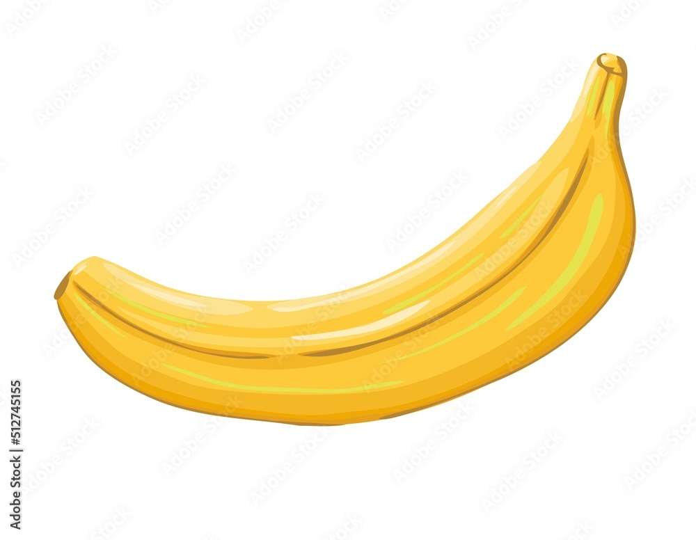 Yellow banana fruit in cartoon hand drawn style