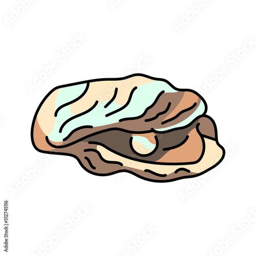 Mollusk pearl color line illustration. Ocean fishes