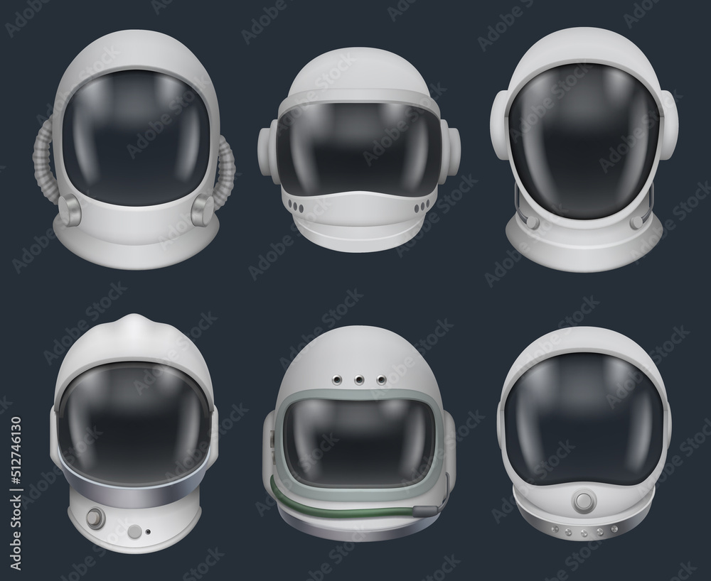 Space helmet. Futuristic astronaut clothes for space exploration military  helmet with dark glass decent vector pictures isolated Stock Vector | Adobe  Stock