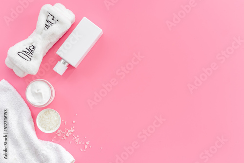 Beauty product mockup - white cosmetic products, top view