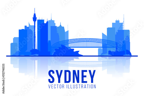 Sydney city vector illustration, skyline city silhouette, skyscraper, flat design. Tourism banner design template with Sydney Australia.