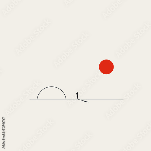 Business woman in new corporate era, next new thing. Symbol of challenge, opportunity, growth. Minimal illustration