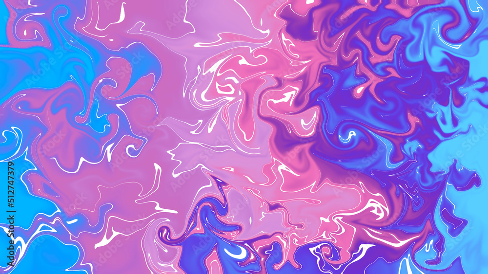 liquid-like paint in pink and blue tones, colorful dynamic background 