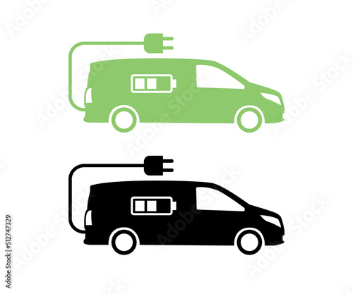 Electric van icon vector illustration.