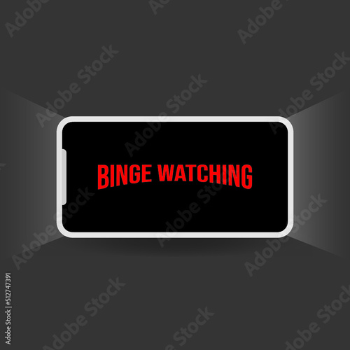 binge watching on smartphone poster vector