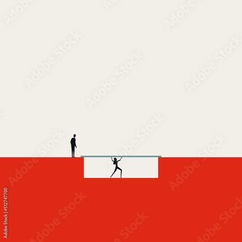 Business gender inequality vector concept. Symbol of discrimination, exploitation. Minimal illustration.
