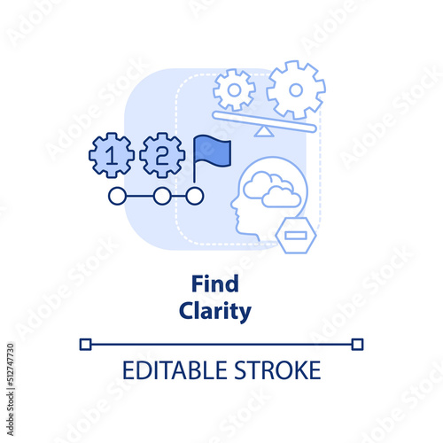 Find clarity light blue concept icon. Organize factors. Adaptation to complex change abstract idea thin line illustration. Isolated outline drawing. Editable stroke. Arial, Myriad Pro-Bold fonts used