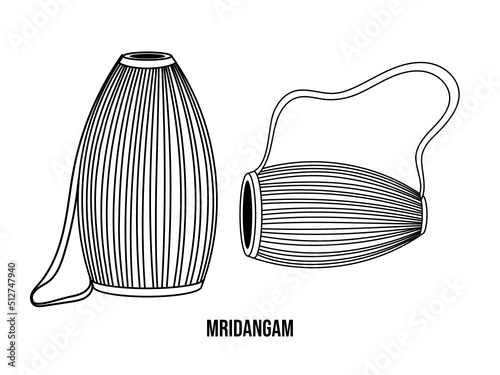 Mridanga or mridangam is an Indian musical instrument, drum distributed mainly in South and East India. photo