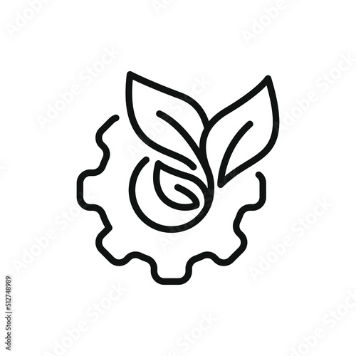 Leaf and gear. Eco industry icon concept isolated on white background. Vector illustration