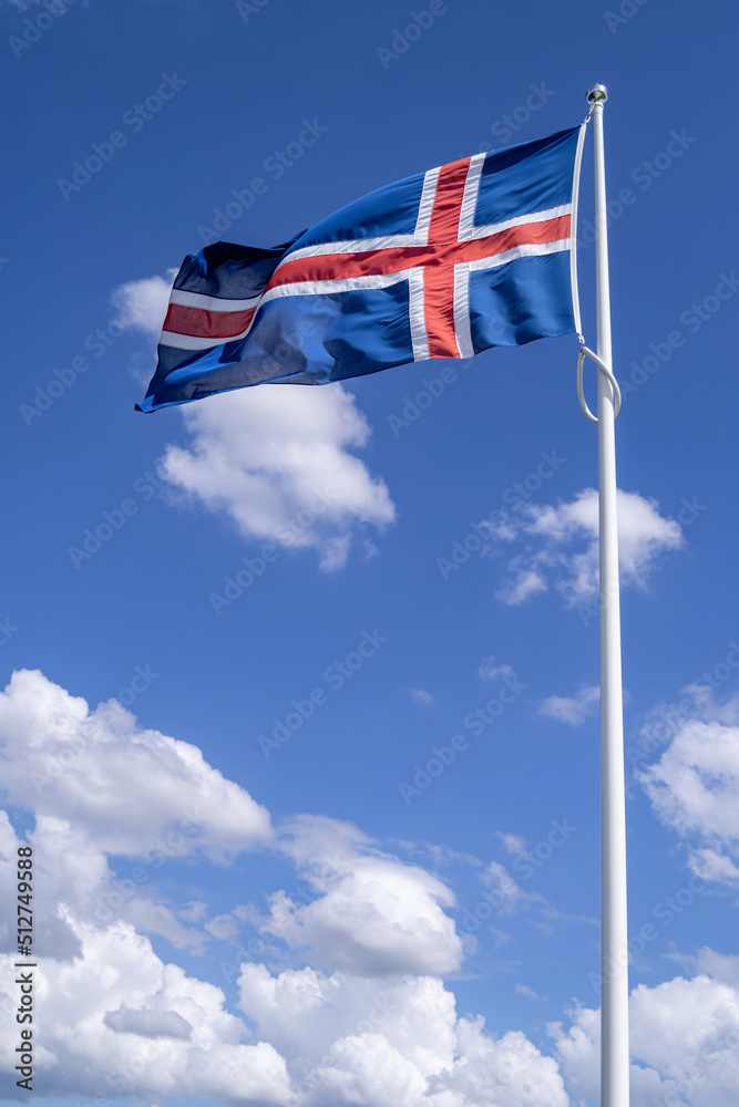 flag of Iceand flying in the wind flag of Iceand flying in the wind