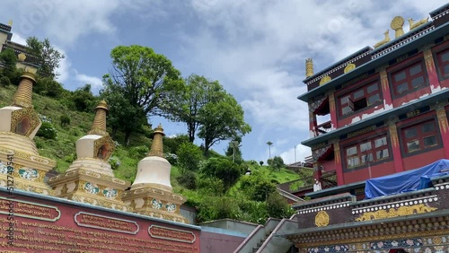 8 Stupas Temple inside of Kagyu Thekchen Ling Monastery at Lava Kalimpong West Bengal India. photo