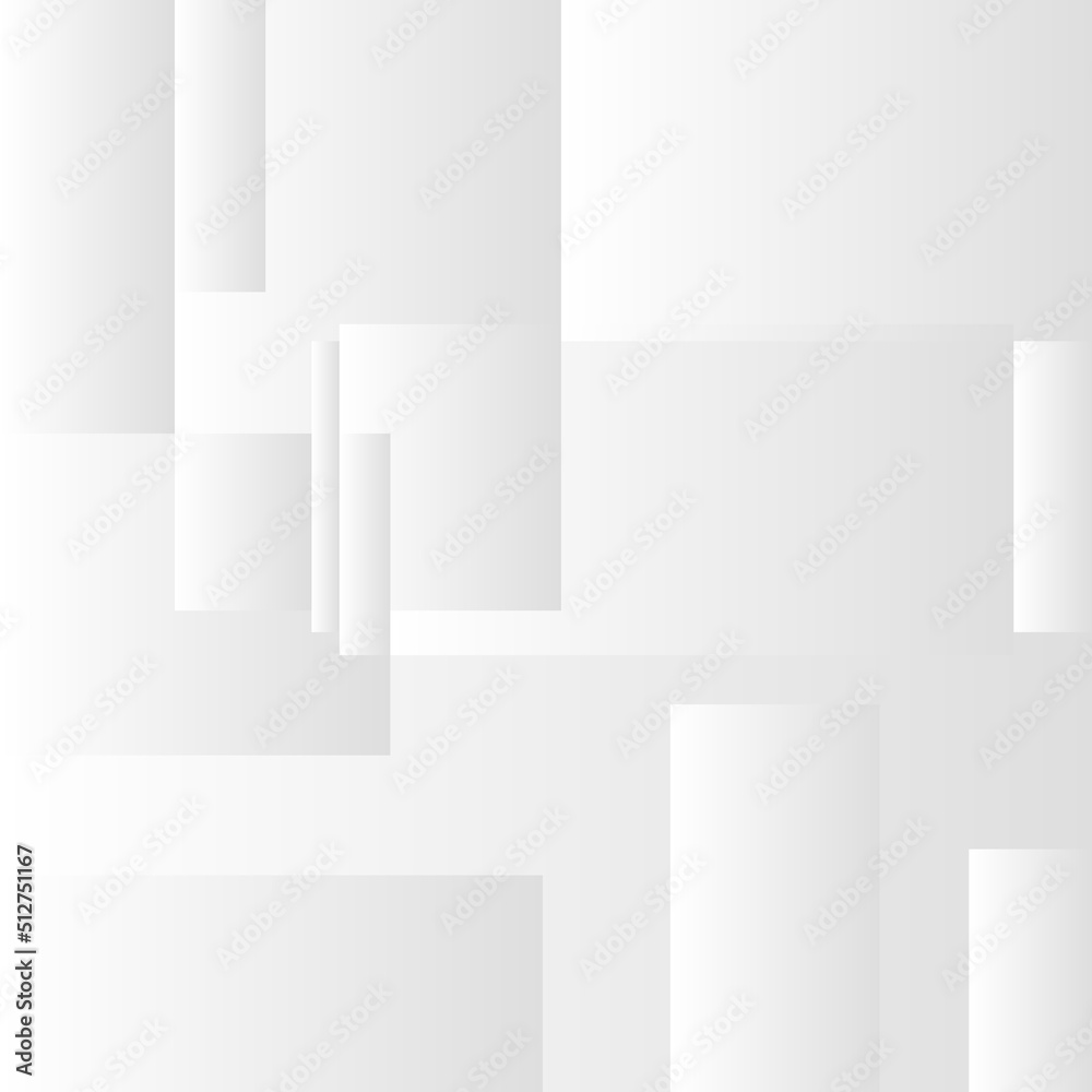 Abstract white and gray gradient background. Modern minimalist design. Vector illustration with simple shapes like circle, square, rectangle. Monochrome light 3d futuristic design