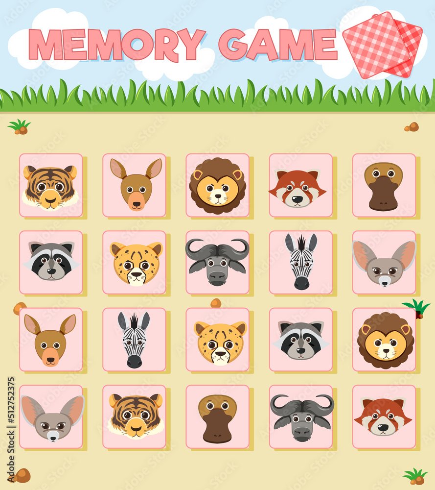 Animal memory card game Animal memory card game
