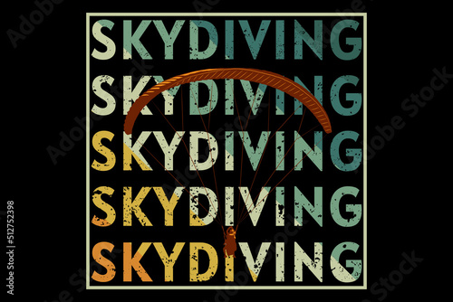 Skydiving retro design landscape