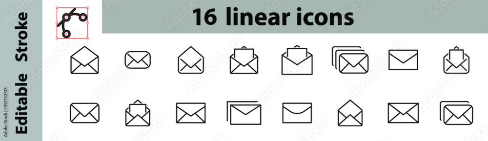 Modern outline style mail icons collection. Premium quality symbols and sign web logo collection. Pack modern infographic logo and pictogram. Simple e-mail pictograms. Editable strokes, Perfect icons Modern outline style mail icons collection. Premium quality symbols and sign web logo collection. Pack modern infographic logo and pictogram. Simple e-mail pictograms. Editable strokes, Perfect icons
