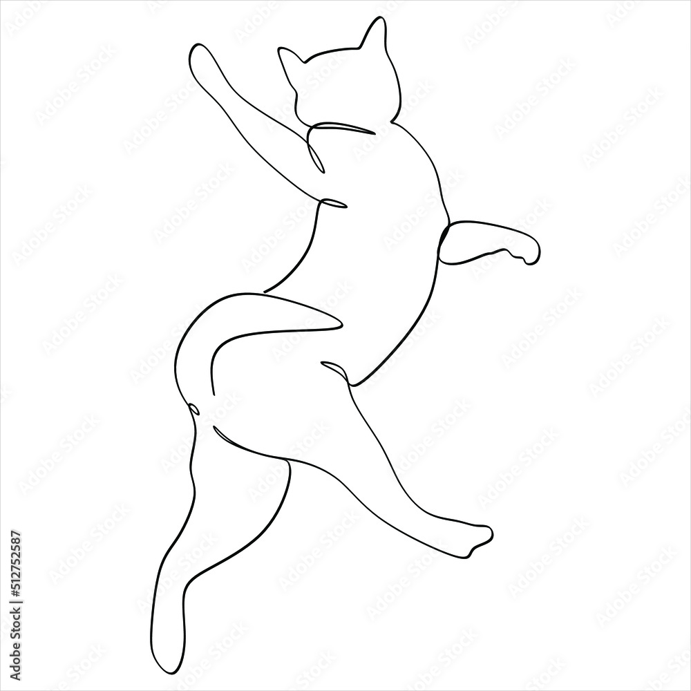Vector illustration of a cat. White drawing, for prints and t-shirts, logos.
