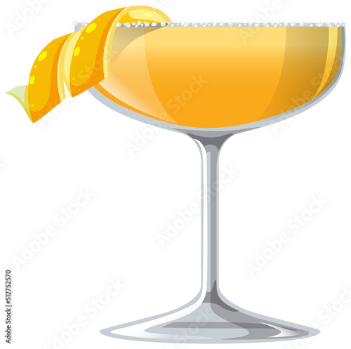 Sidecar cocktail in the glass on white background