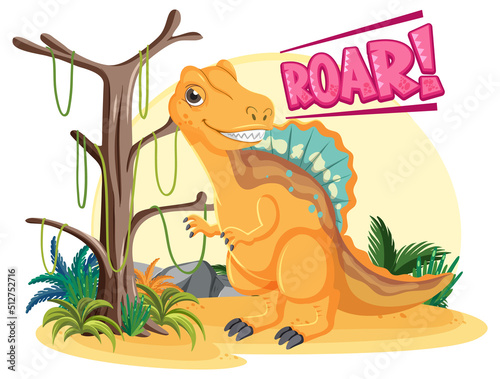 Little cute spinosaurus dinosaur cartoon character