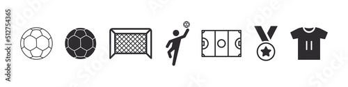 Handball icons. Sports icons in simple style. Handball elements for design. Vector icons