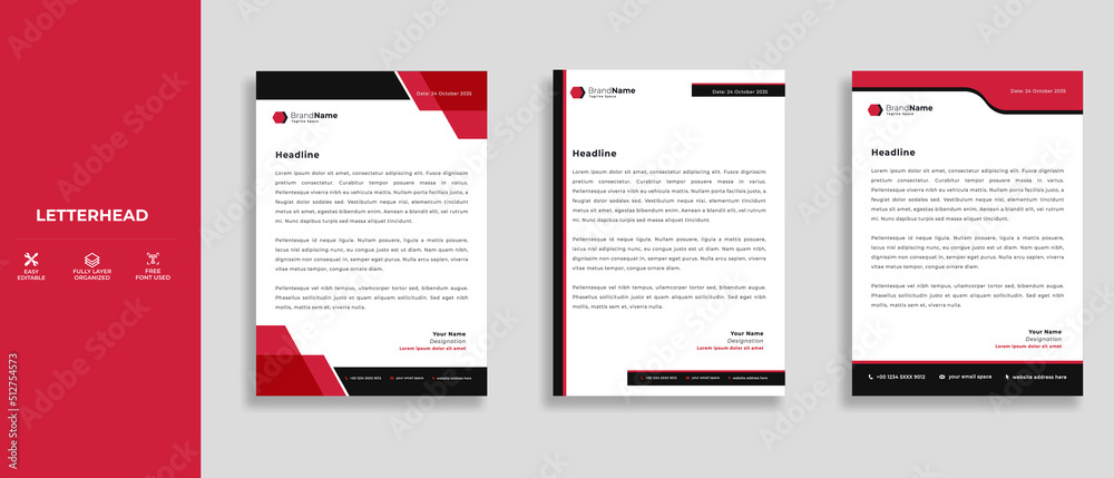 Modern Abstract Letterhead Design Template, Clean business style letterhead bundle