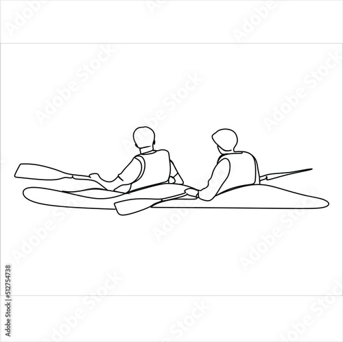 Canoeist line drawing, vector illustration design. Outdoor sports collection.