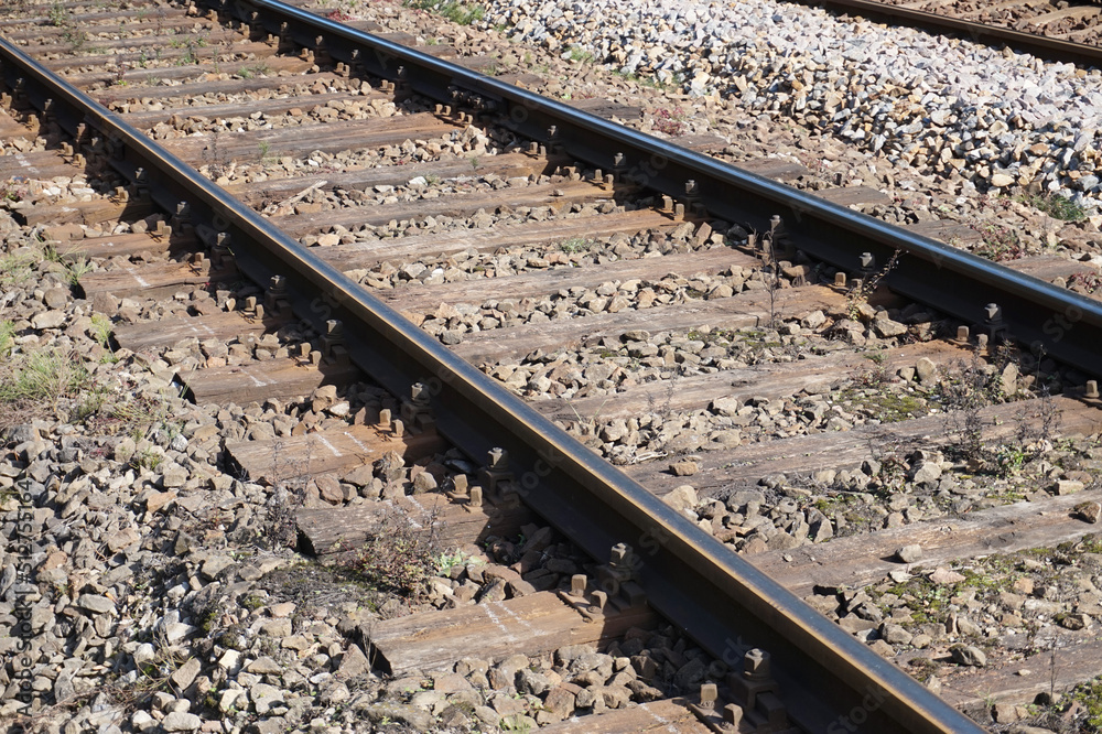 Naklejka premium Train track/ railroad - side view