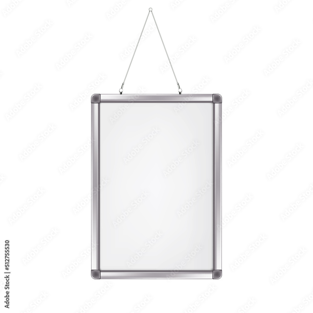 White blank hanging message writing board realistic vector mockup White blank hanging message writing board realistic vector mockup