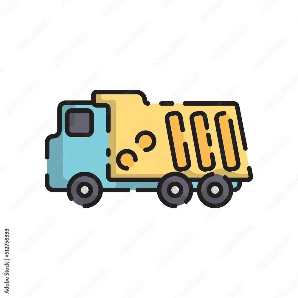 Cute Garbage Car Flat Design Cartoon for Shirt, Poster, Gift Card, Cover, Logo, Sticker and Icon. Cute Garbage Car Flat Design Cartoon for Shirt, Poster, Gift Card, Cover, Logo, Sticker and Icon.
