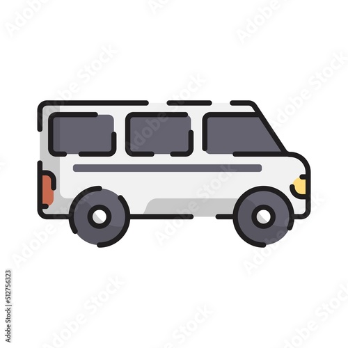 Cute White Car Flat Design Cartoon for Shirt, Poster, Gift Card, Cover, Logo, Sticker and Icon.