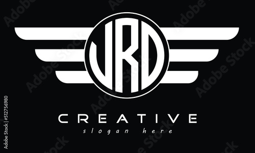 VRO three letter circle with wings logo design vector template. wordmark logo | emblem logo | monogram logo | initial letter logo | typography logo | business logo | minimalist logo |	 photo