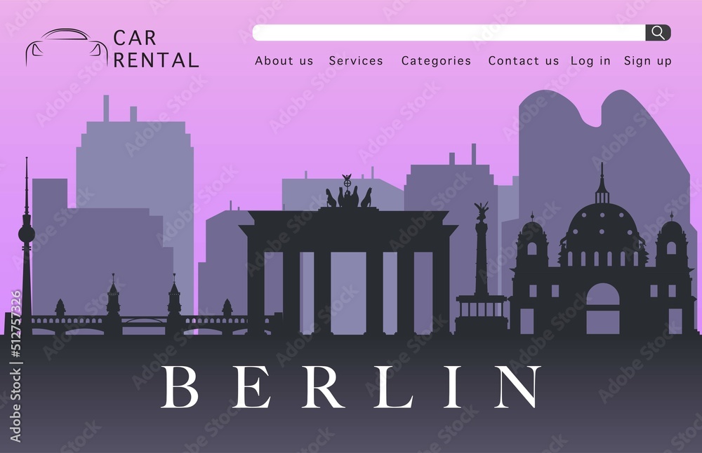 Abstract landing page for Berlin car rental agencies.